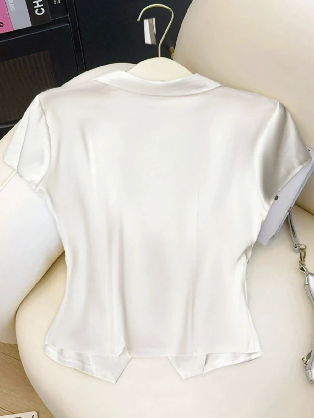 ZARA French Chic Solid Color Button Office Versatile Short Sleeve Top